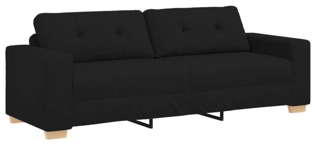 3 részes kanapé szett párnákkal, fekete szövet