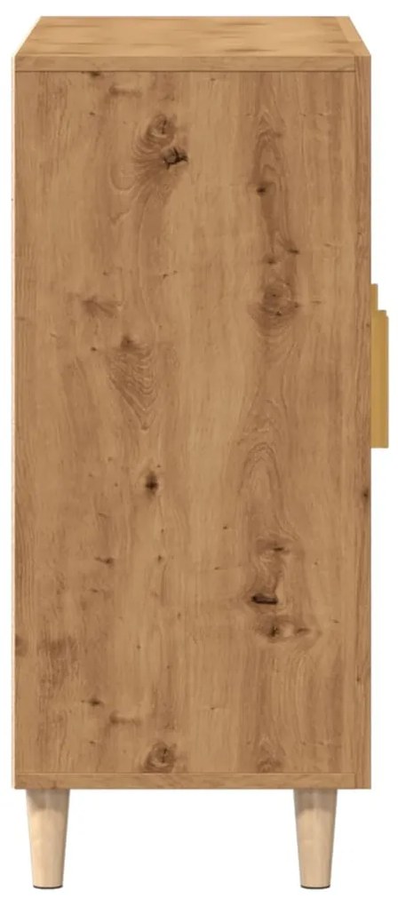 kézműves tölgy színű szerelt fa tálalószekrény 90 x 34 x 80 cm