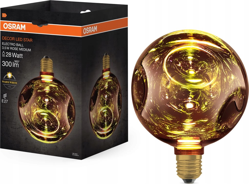 Led izzó E27 Gömb 3.5W 300lm 2700K Rózsaszín Dekoratív Electro Glass M