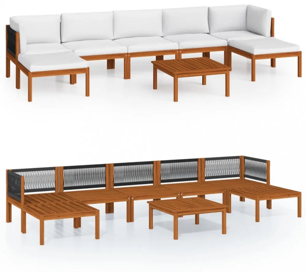 8 darabos kerti pihenőgarnitúra párnákkal, krémszínű, 63 x 63 cm