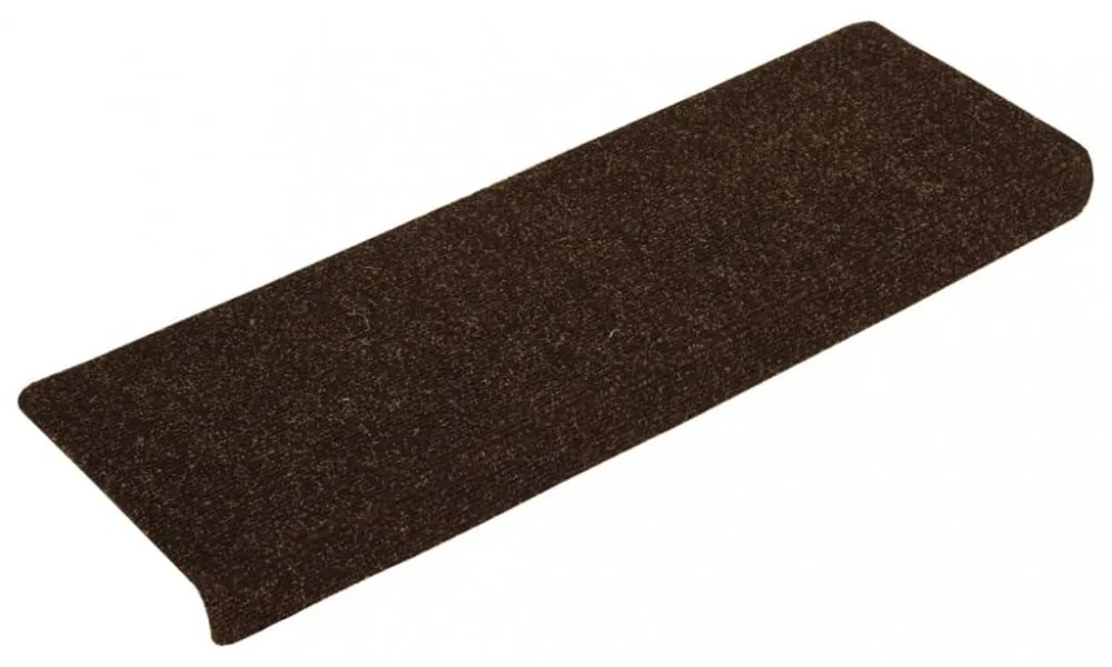 15 db tűvel lyuggatott barna szövet lépcsőszőnyeg 65x21x4 cm
