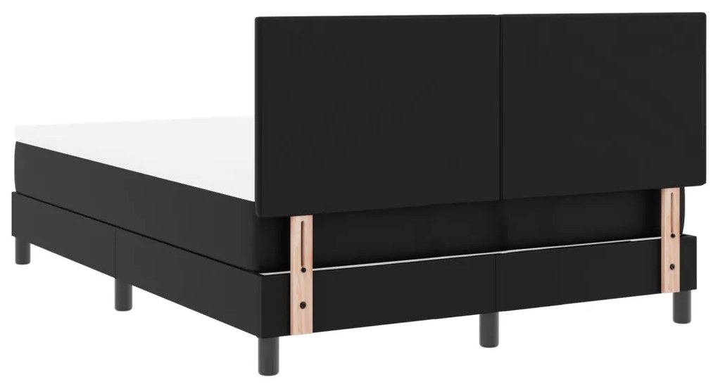 Boxspring Ágy Matracokkal Fekete Színben, 140x190 cm Műbőr