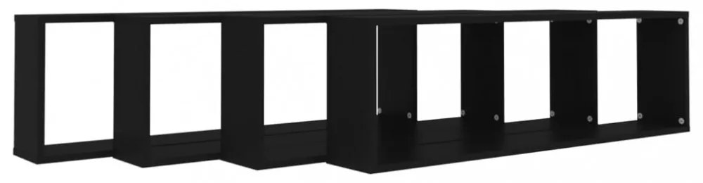4 db fekete szerelt fa fali polc 100 x 15 x 30 cm