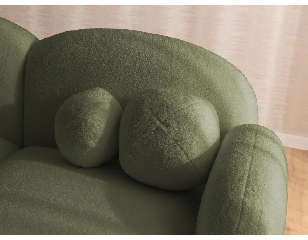 Zöld buklé sarokkanapé (jobb oldali-heverő résszel) Orbit – Ropez