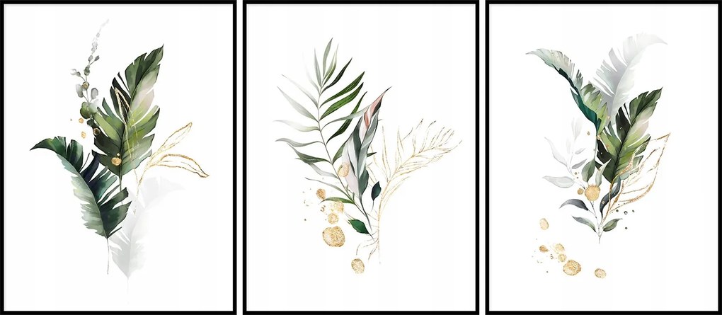 Triptichon szett 3db-os Virágok grafika poszter 21x30