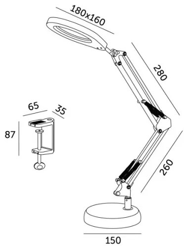 LED Dimmelhető asztali lámpa nagyítóval 2in1 AURIQ LOUPE LED/10W/5V 3000/4000/6500K fekete