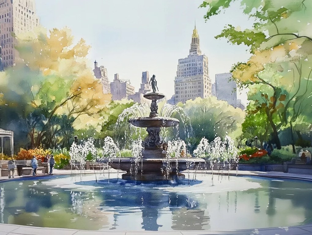 Vászonkép Canvas Város Nyc New York Central Park Szökőkút 100x75