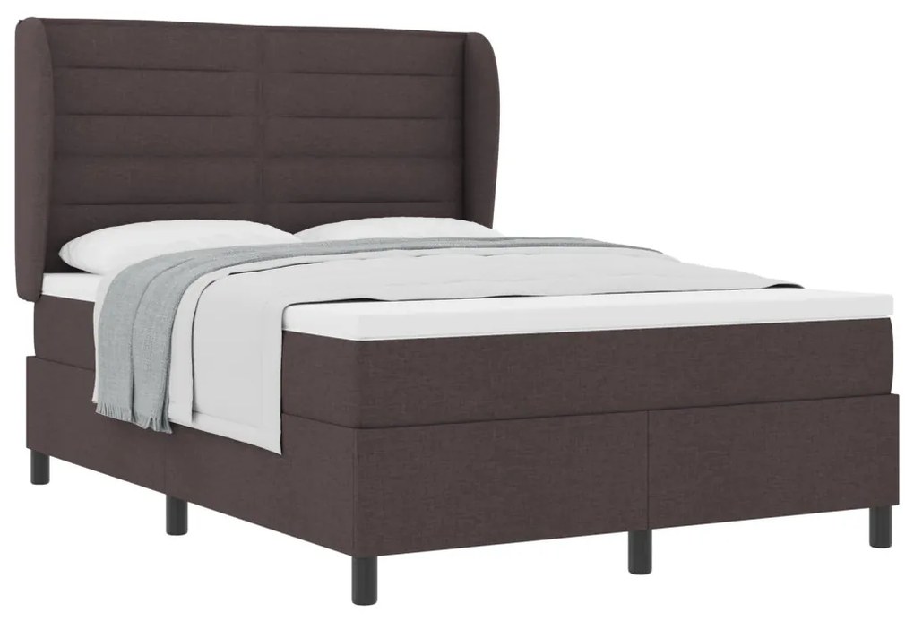 vidaXL Boxspring Ágy Mattal Sötétbarna 140x190 cm Szövet