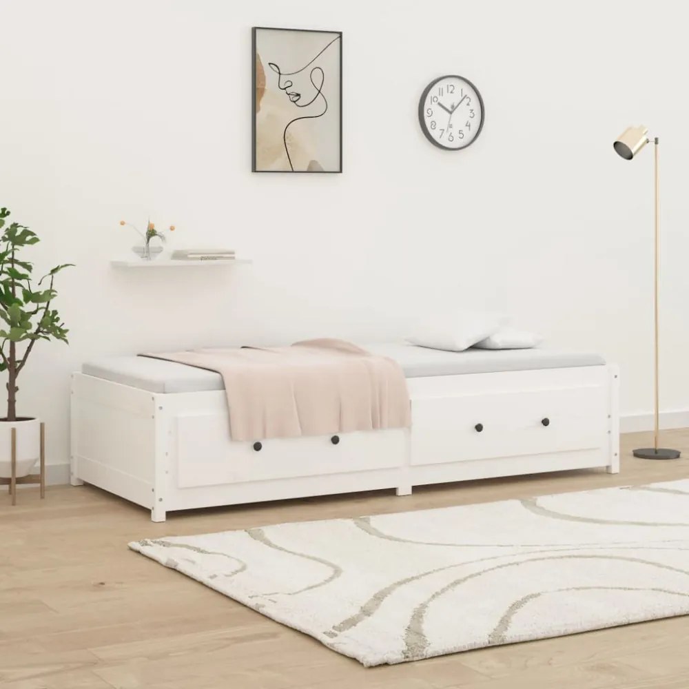 fehér tömör fenyőfa kanapéágy 90 x 190 cm (Single)