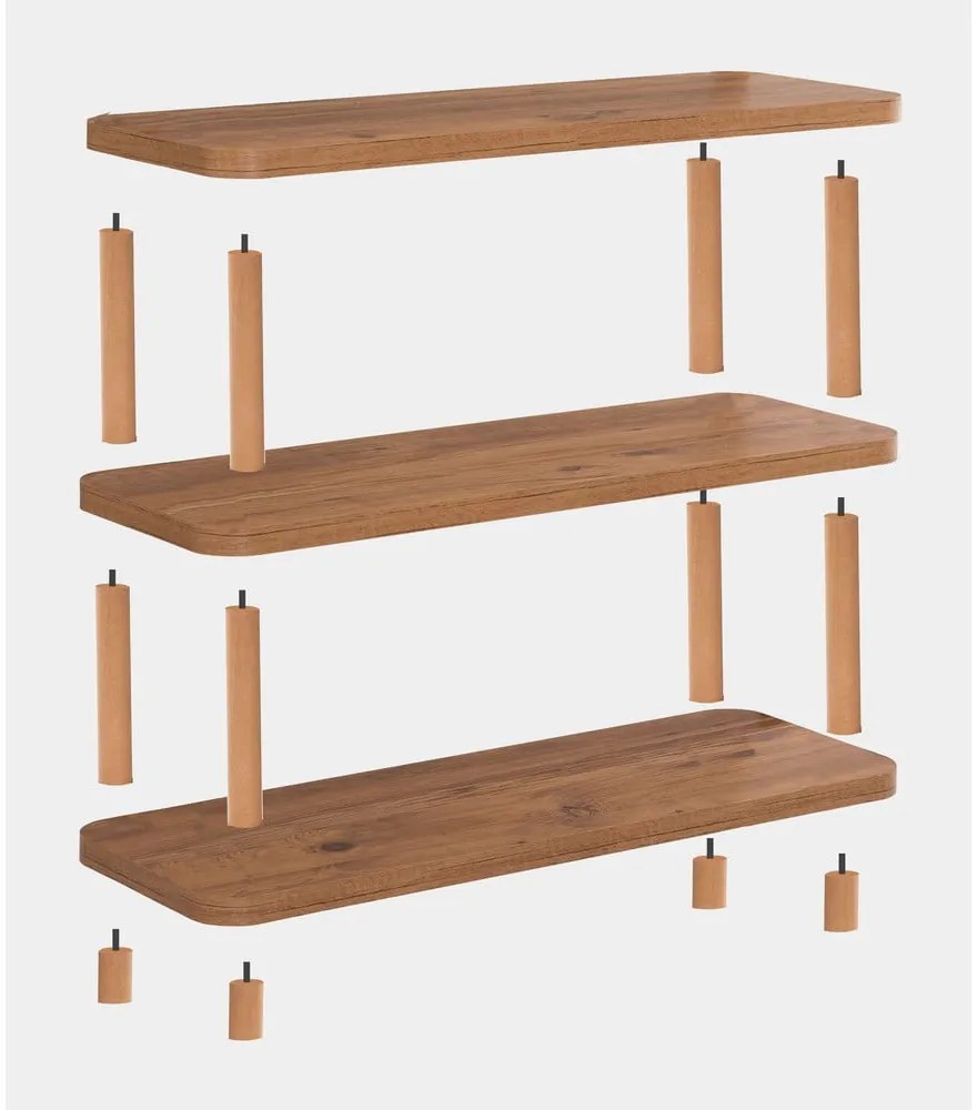 Natúr színű könyvespolc borovi fenyő dekorral 80x75 cm Step – Kalune Design