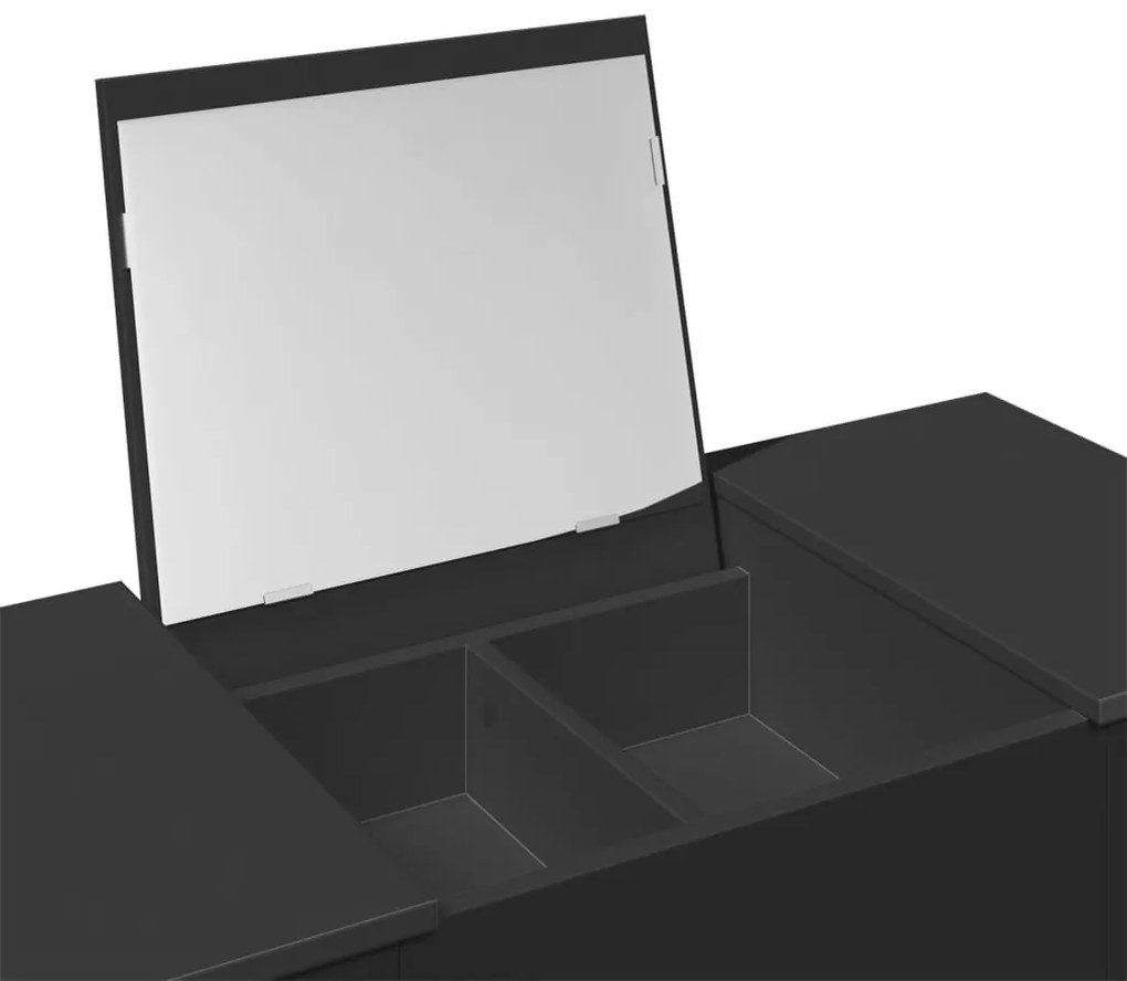 fekete fésülködőasztal tükörrel 100x45x76 cm