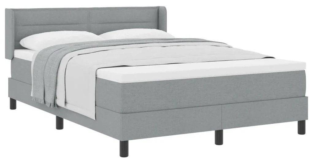 Boxspring ágy matraccal, világosszürke, 140 x 190 cm szövet