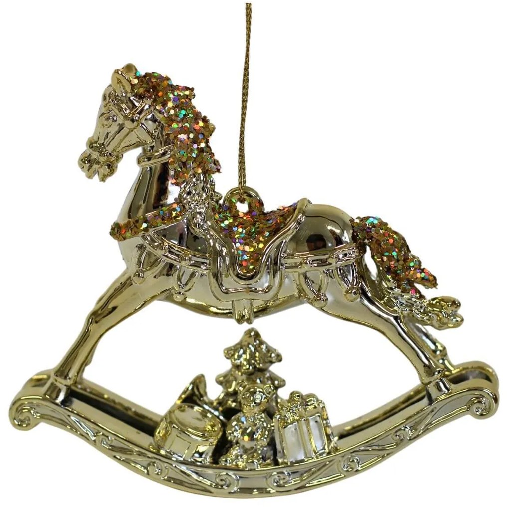 Arany karácsonyfadísz hintaló 10cm