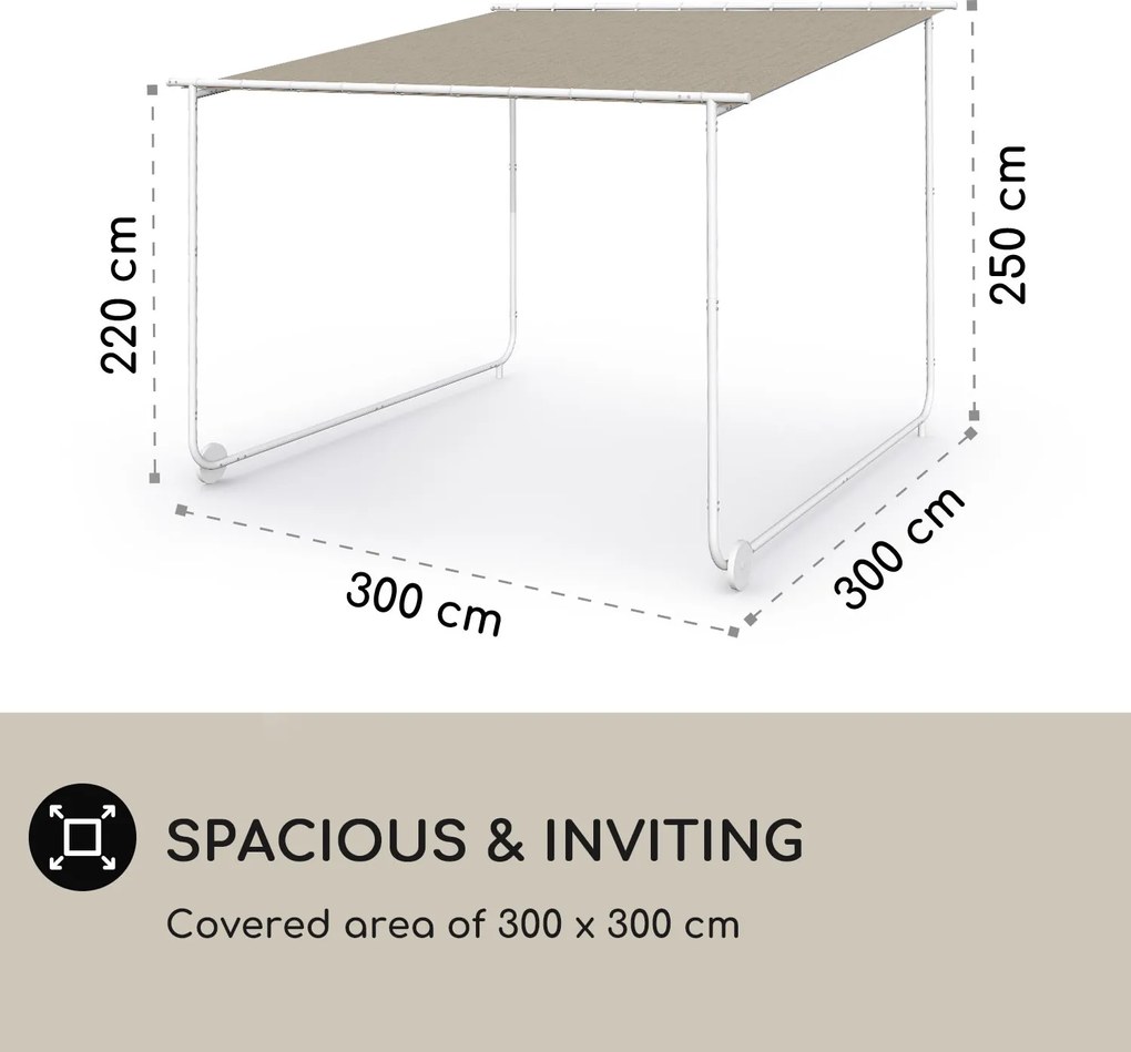 Blumfeldt Nantes, pavilon, napellenző, 3x3m, poliészter, acél váz, UV50+, padlógörgők