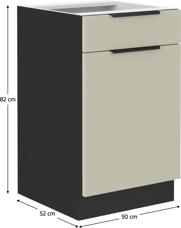 Alsó szekrény, kasmír/fekete, ARAKA 50 D 1F 1S BB