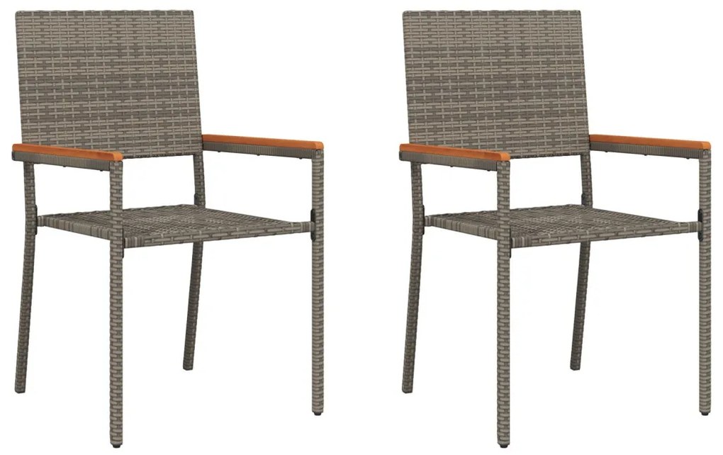 Összecsukható Kerti Székek Párnákkal 2 db Szürke Poly Rattan