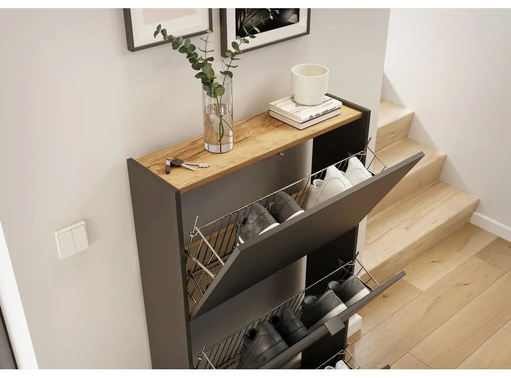 Antracitszürke előszoba bútor 101x200x22 cm Ameca – Germania