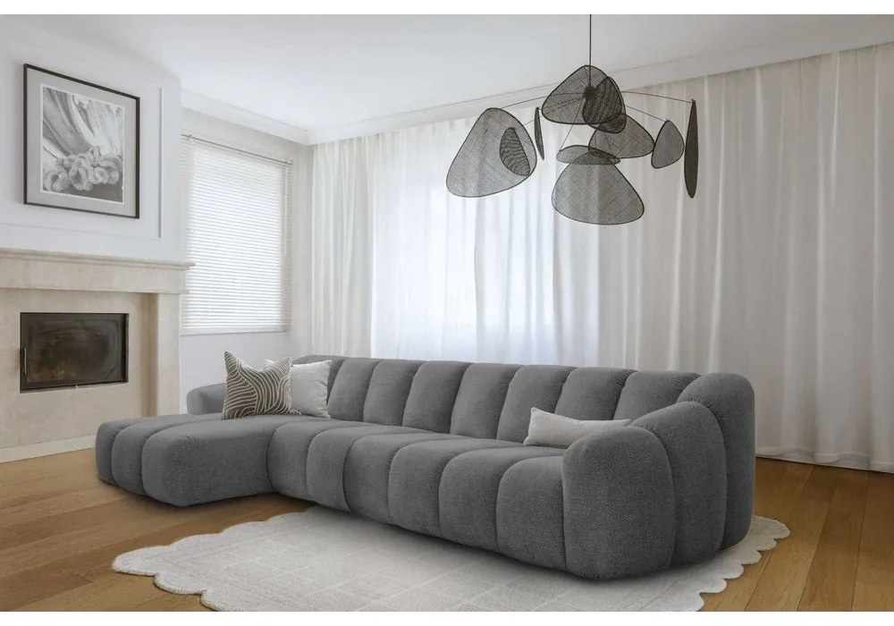 Szürke sarokkanapé (bal oldali-heverő résszel) Shell – Miuform
