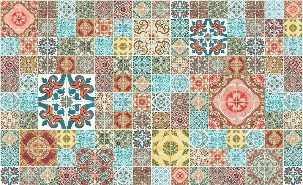 Fotótapéta flizelina Csempe mozaik négyzetek díszek minták 208x146 +ragasztó