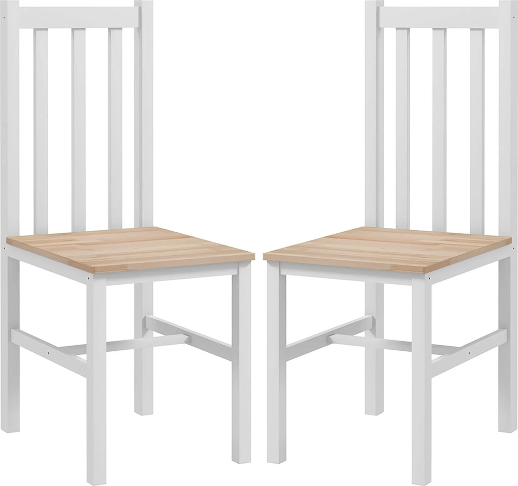 HOMCOM 2 darabos Étkezőszék Szett Konyhaszék Rácsos Háttámlával Fenolt Váz, 120 kg Terhelhetőség, 38.5x47.5x99 cm, Fehér és Natúr | Aosom