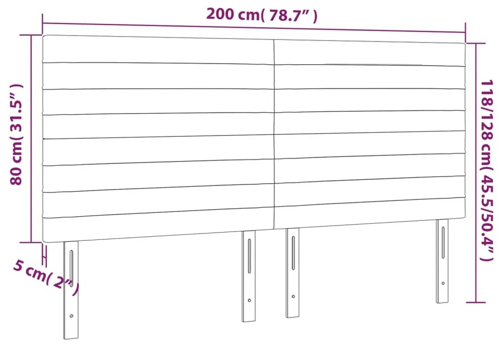 4 db fekete szövet fejtámla 100x5x78/88 cm
