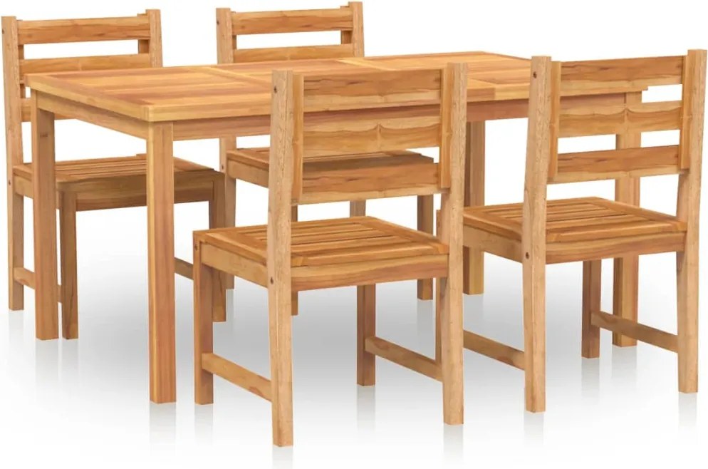 vidaXL 5 részes tömör tíkfa kerti étkezőgarnitúra