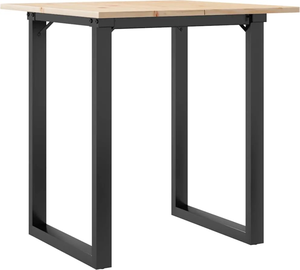 vidaXL tömör fenyőfa és acél étkezőasztal O-vázzal 70x70x75 cm