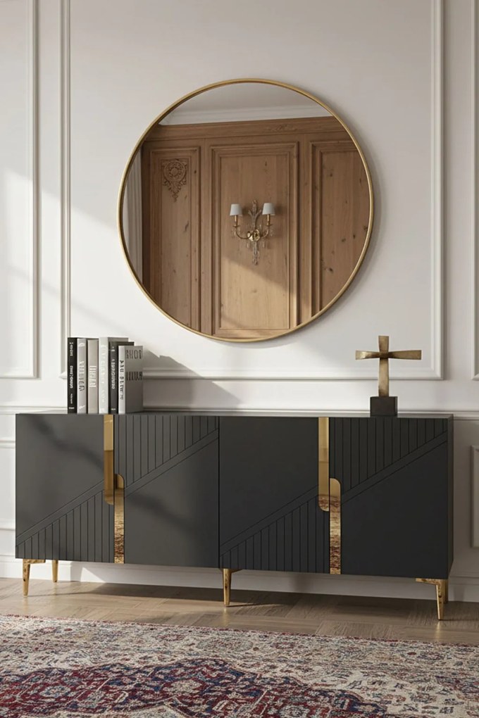Evva komód, antracit-arany, 125 cm