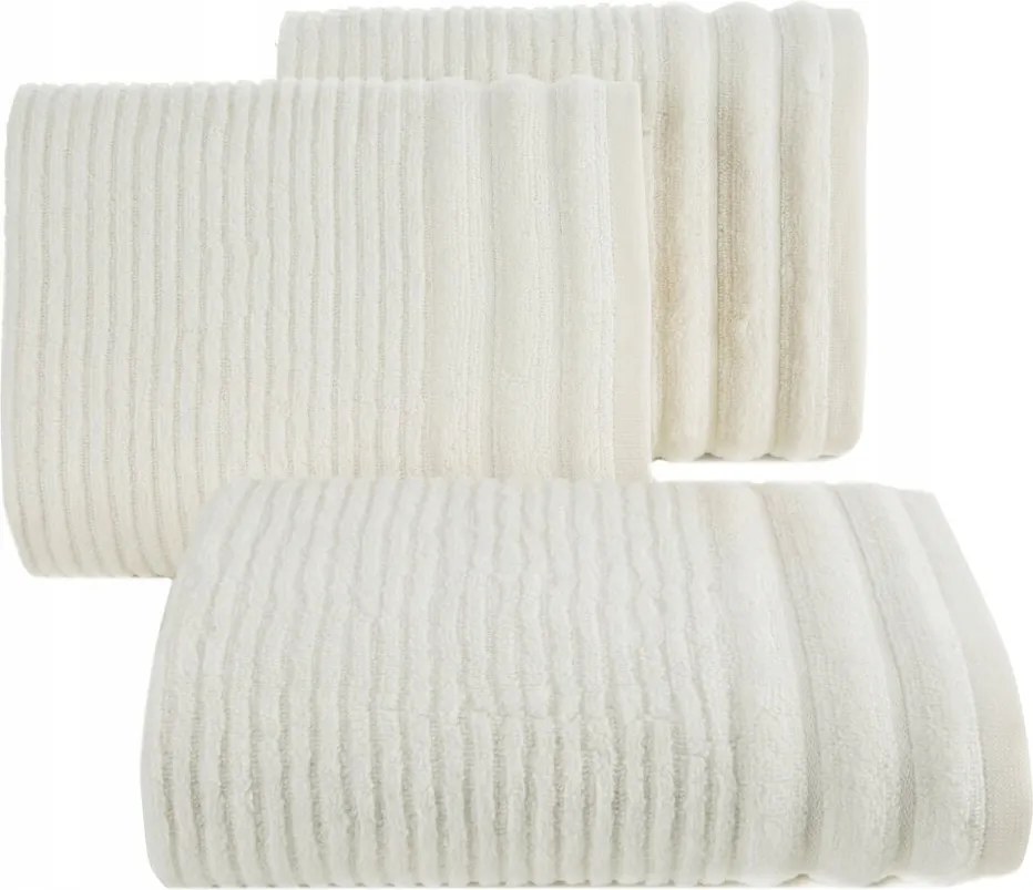 Sammy pamut törölköző 50x90 Eurofirany krémszínű dombornyomott csíkokkal