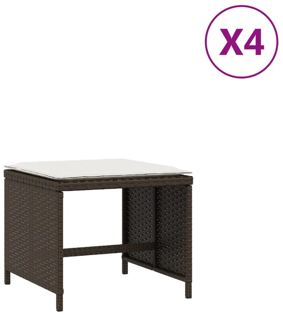 4 db barna polyrattan kerti szék párnával 41 x 41 x 36 cm
