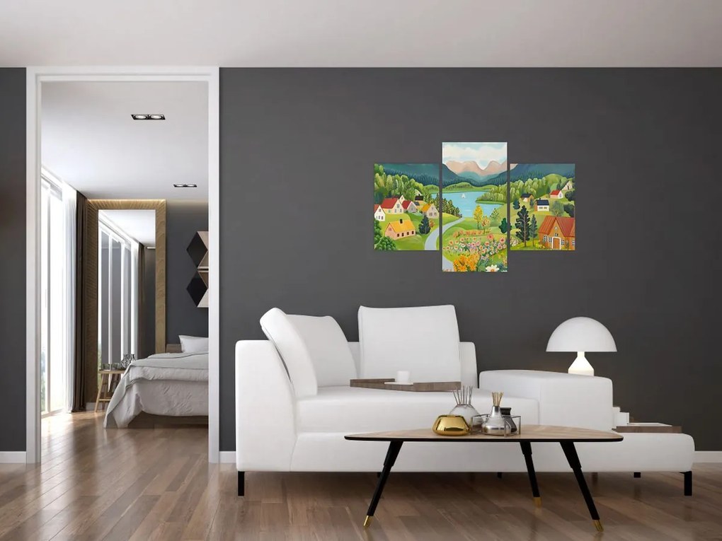 Kép - Falu a hegyekben (90x60 cm)