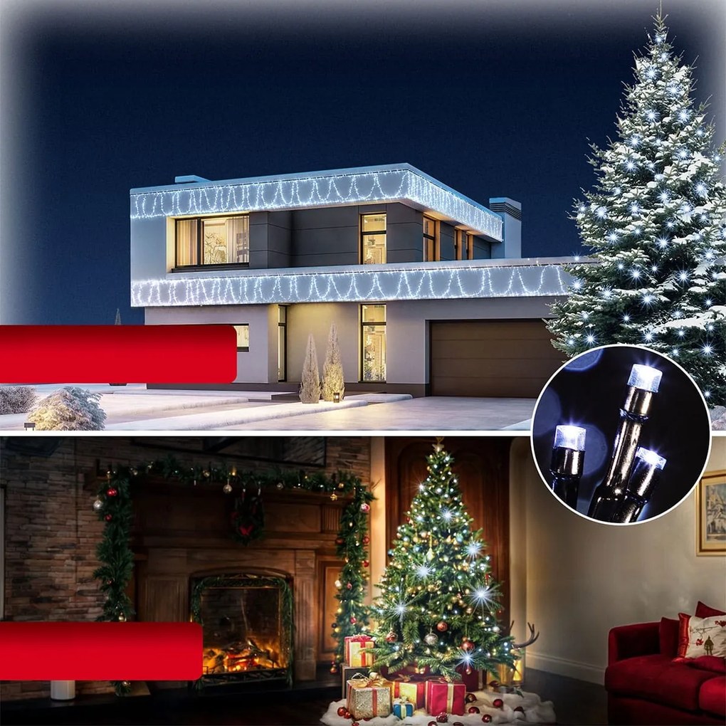 SIMPLE karácsonyi fényfüzér, 40m, hideg fehér Monzana