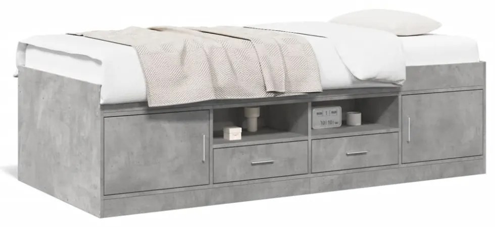 betonszürke kanapéágy fiókkal matrac nélkül 90x200 cm