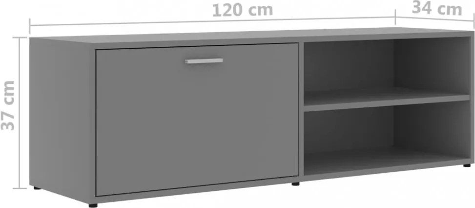 szürke szerelt fa TV-szekrény 120 x 34 x 37 cm