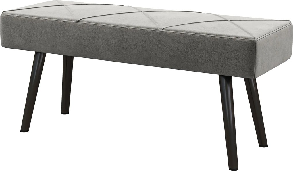 HOMCOM Kárpitozott Ülőpad, Bársonyos Hatás, X-Mintás, Acél Lábakkal, Cipőpad a Hálószobába, Nappaliba, Előszobába, 100 x 36 x 45 cm, Szürke | Aosom