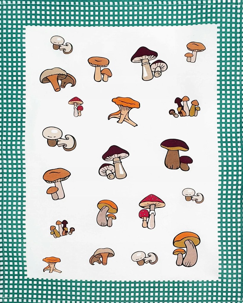 Konyhai törlőkendő pamut Görögország 50x64cm gomba zöld