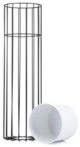 Fém virágcserép LOFT 70x20 cm fekete/fehér