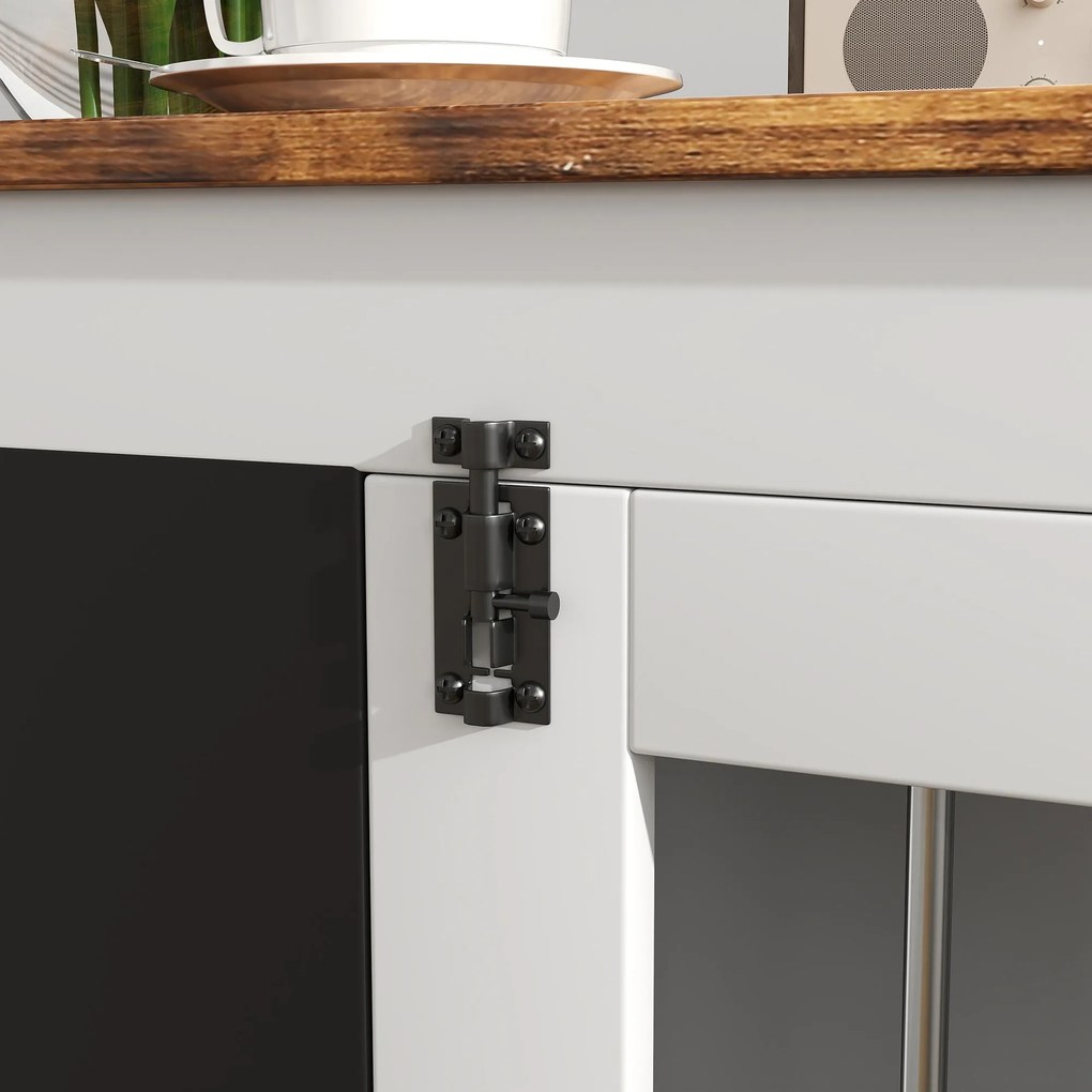 PawHut Kutya Ketrec, Belső Kutya Kennel, 2 Ajtóval, Táblafunkcióval, Közepes Kutyák számára 20 kg-ig, 80 x 60 x 70 cm, Fehér | Aosom