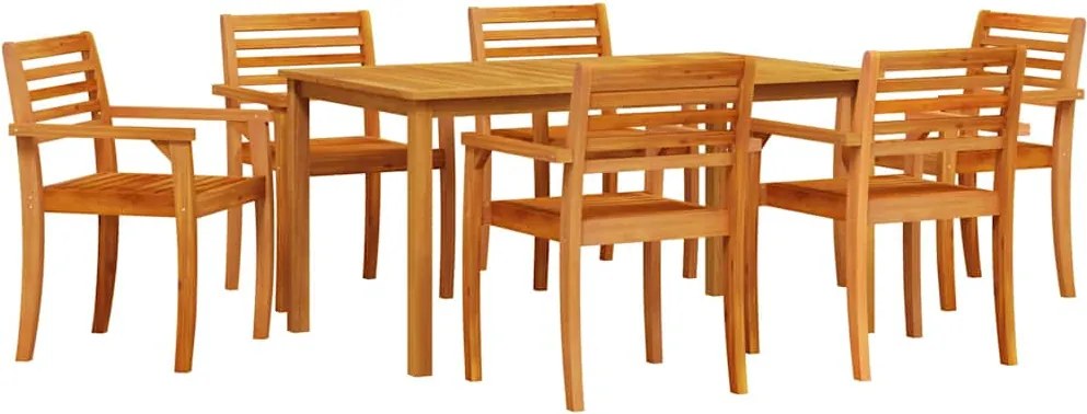 vidaXL Kert étkező szett 7 pcs Barna Tömör Akácfa