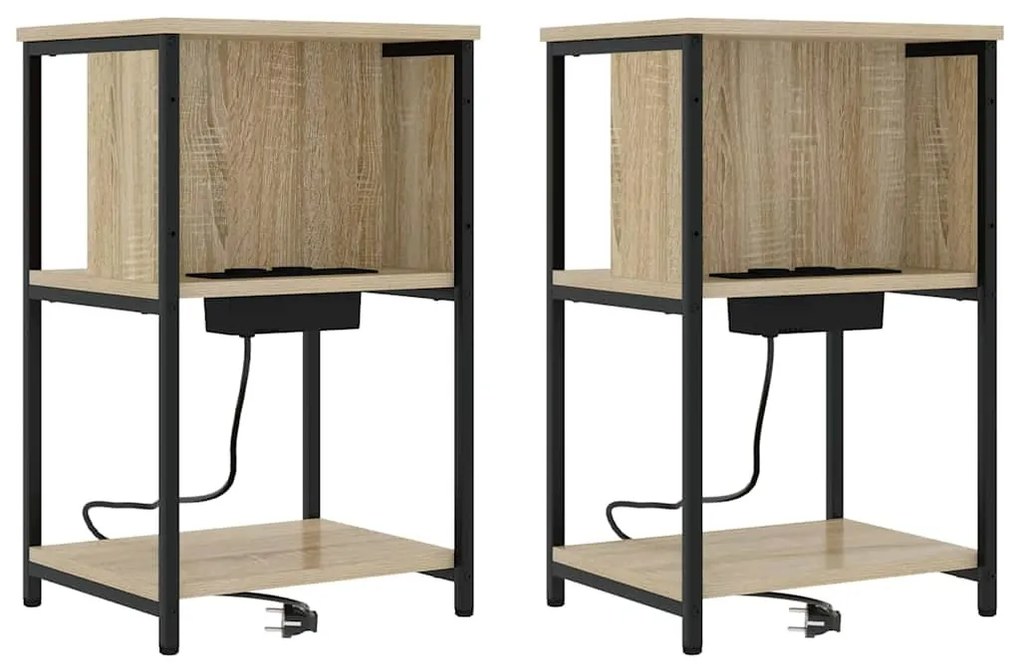 Éjjeliszekrény 2 pcs sonoma tölgy 38 x 31 x 61 cm Faanyag