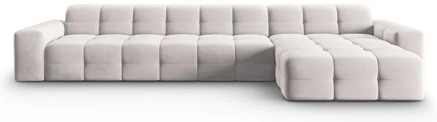 Világosszürke bársony sarokkanapé (jobb oldali) Kendal – Micadoni Home