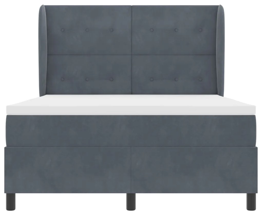 Ágykeret Mattress-szel - Sötétszürke - 140x200 cm - Bársonyos