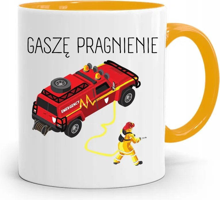 Sárga Bögre Tűzoltónak Oltó Vágy Ajándék fényképes nyomtatással