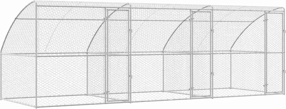 vidaXL Kutyaház tárolóval 3 pcs Ezüst 6 x 2 x 2 m Horganyzott acél
