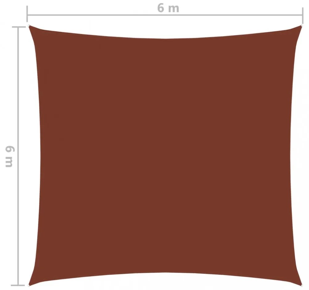 terrakotta négyzet alakú oxford-szövet napvitorla 6 x 6 m