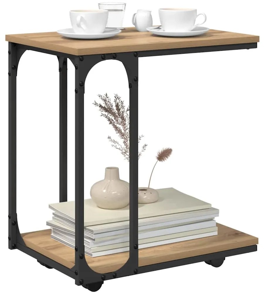 Oldal asztal polcokkal Artisan tölgy 50 x 35 x 55.5 cm Faanyag