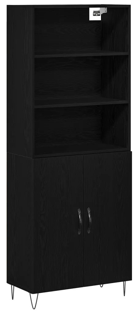 Magas Szekrény Fekete Tölgy 69.5x34x180 cm Mérnöki Fa