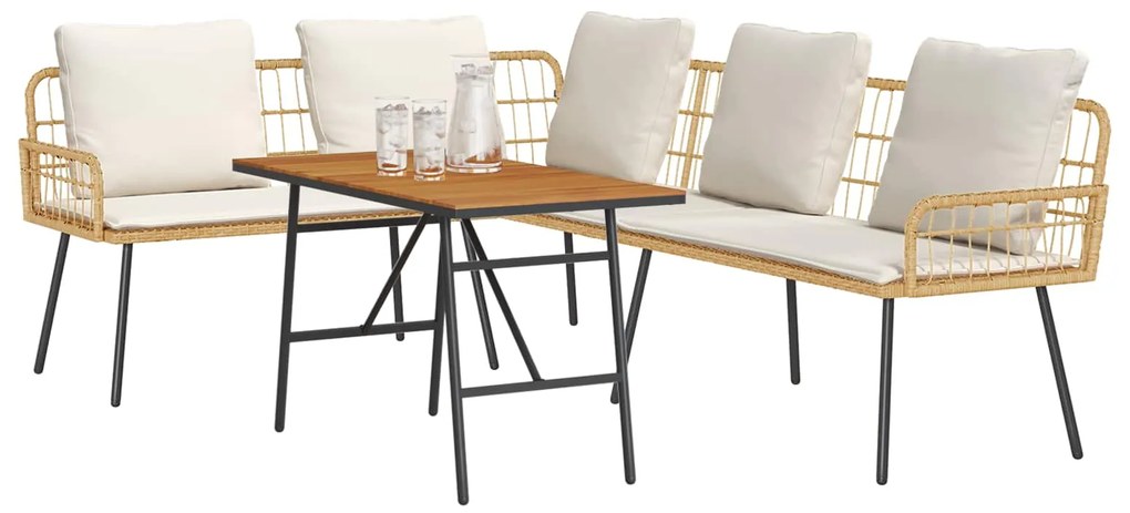 vidaXL Kerti Kanapé Szett 2 pcs Bézs polirattan