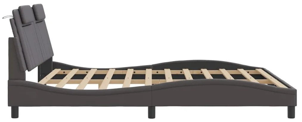 szürke műbőr ágykeret LED-világítással 180 x 200 cm