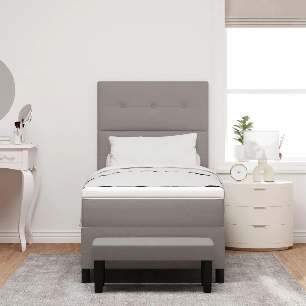 Box Spring Ágy Matraccal és Pad Taupe 90x190 cm Szövet